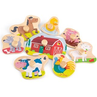 Peg puzzle - 8 pieces - farm